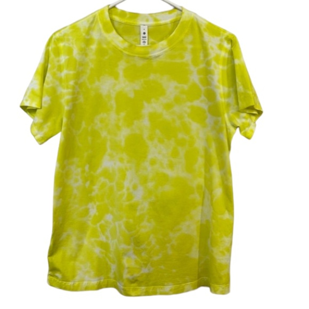❤️ Lululemon All Yours Cotton Boyfriend Tee Yellow Tie Dye Size 4 NWOT